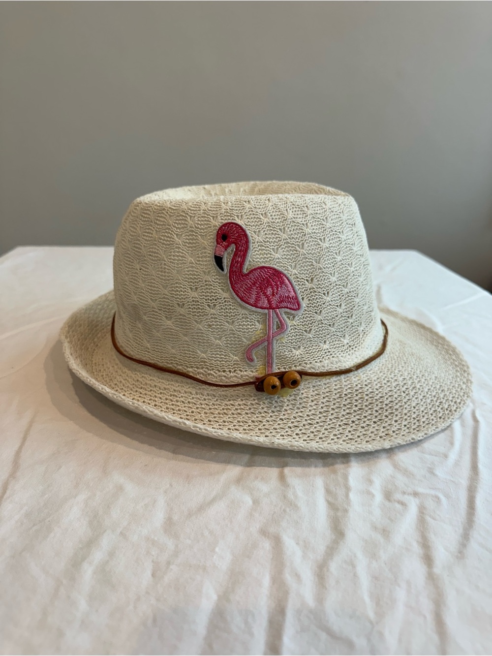 Uruguay Straw Hat with Pink Flamingo Patch